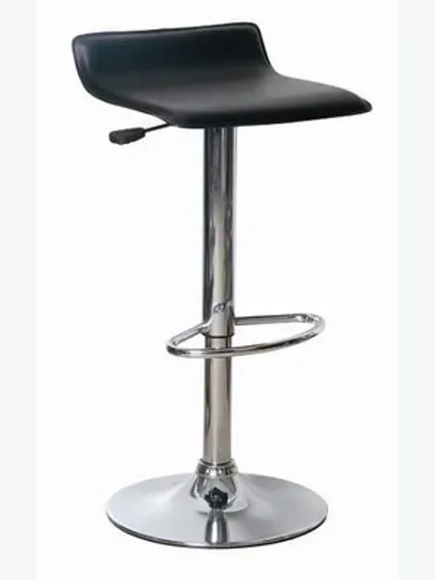 Adjustable Slim-Seat Bar Stool (T-100g-5) by Ivy Chairs — Low-back slim PU seat on a gas-lift swivel column with a wrap-around footrest ring